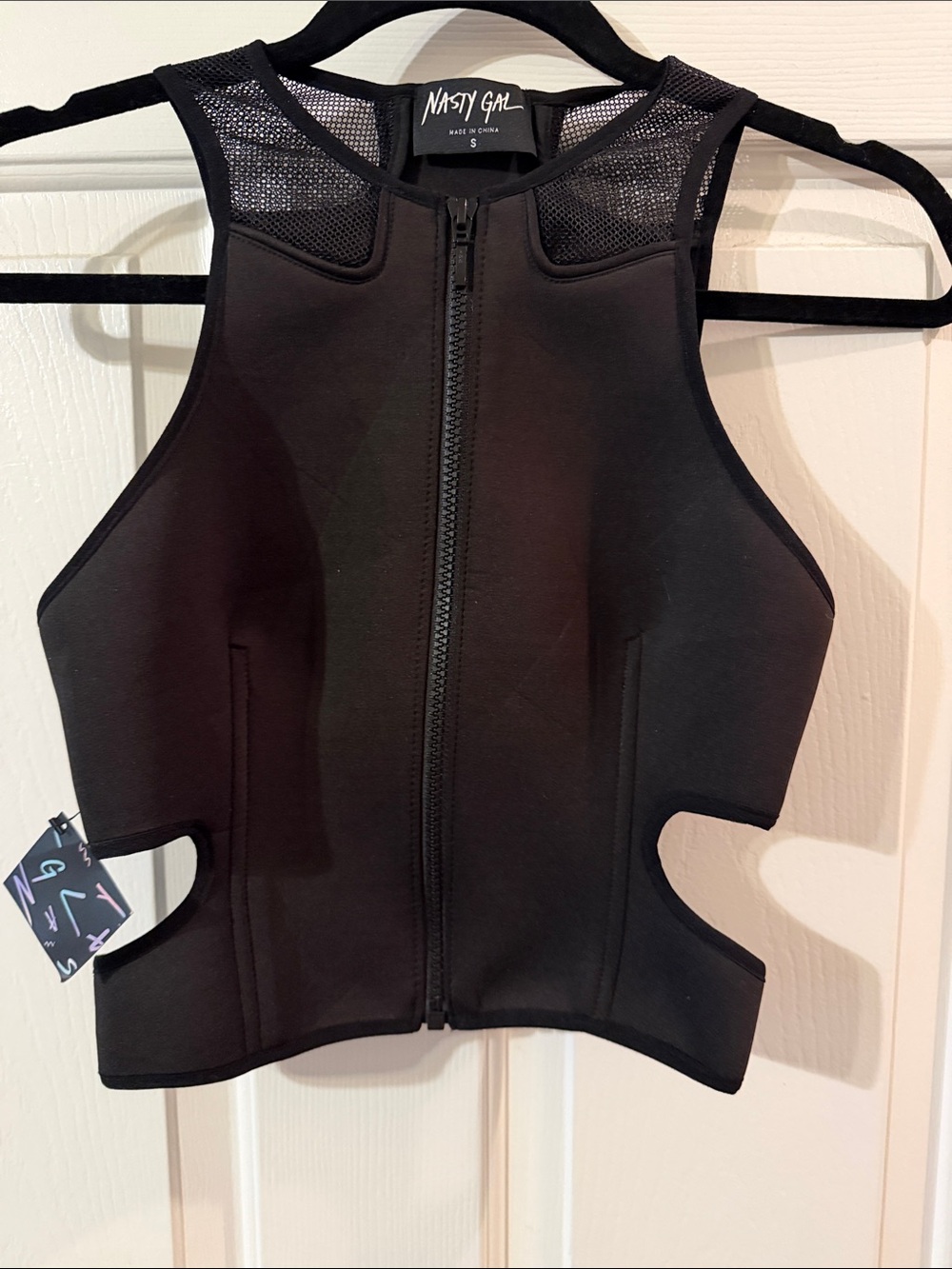 Nasty Gal Black Sleeveless Zip-Front One-Piece Vest